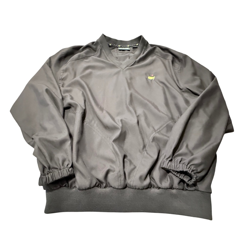 Masters Collection Mens Black V-Neck Golf Windshirt Pullover Jacket Large 0453